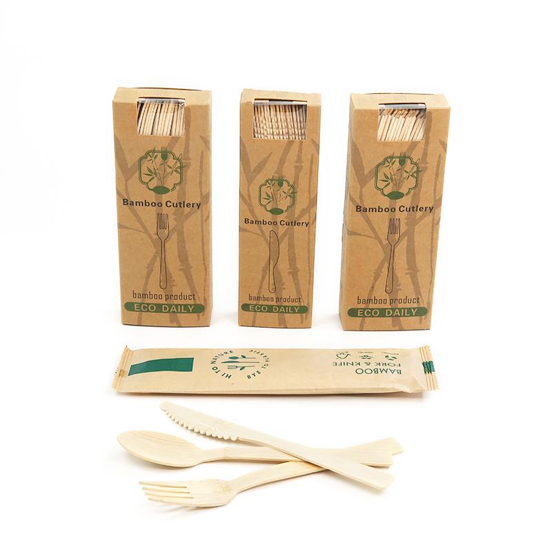 wooden and bamboo cutlery set